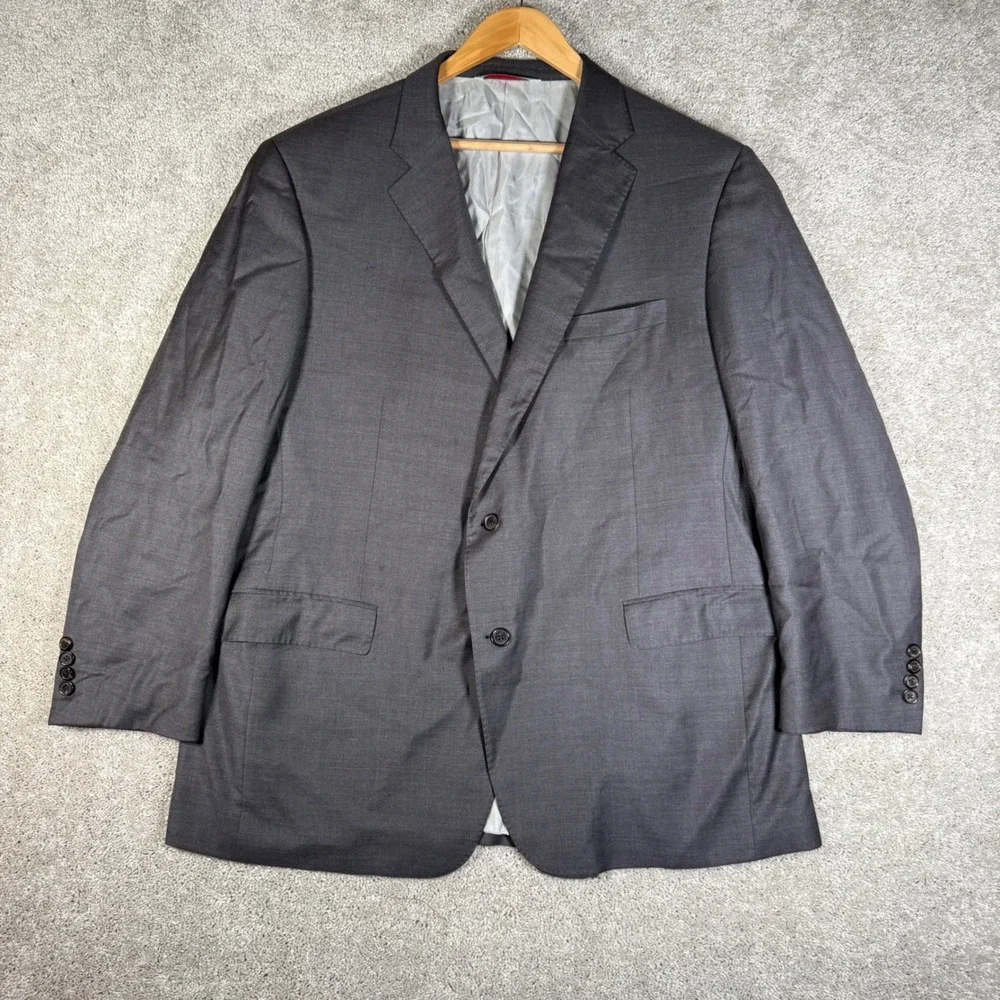 Samuelsohn Colombo Icewool 150's Wool Garner Dark Gray Suit Jacket Size 48L READ